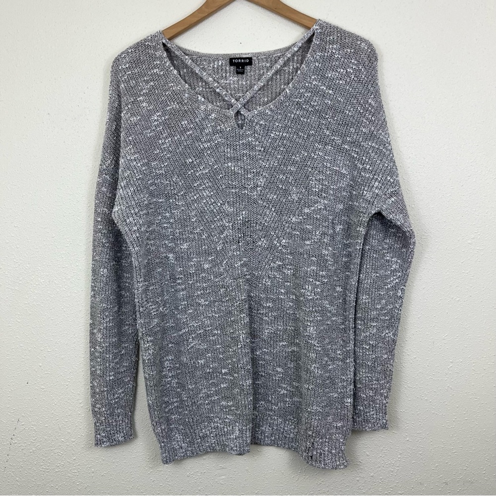 TORRID Strappy Marled Pullover Sweater Womens Plus Size 1X - Picture 2 of 5